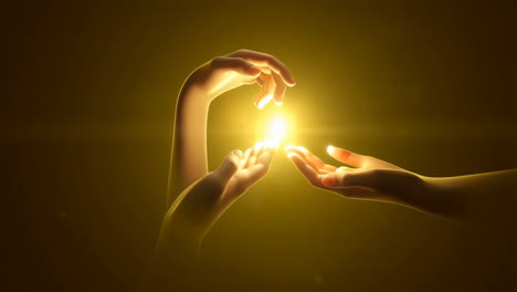 symbolic hands with glowing light