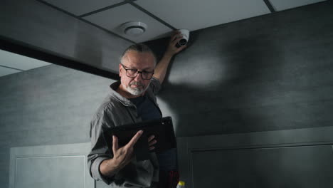 security camera installation by a technician