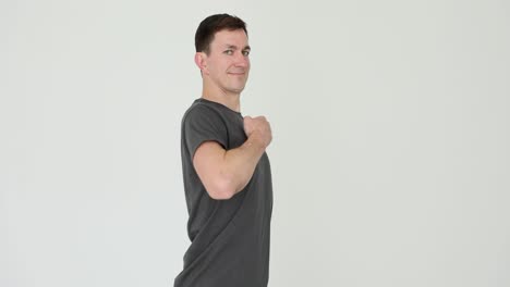 Man in gray t-shirt