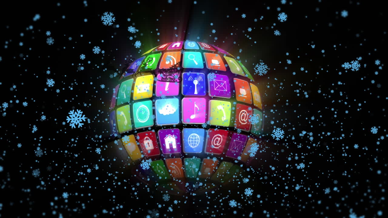 검은색 배경 에  ⁇ 대 위 에 렌더 와 함께  ⁇ 매 를 타고 있는 눈 과 산타클로스 의 애니메이션