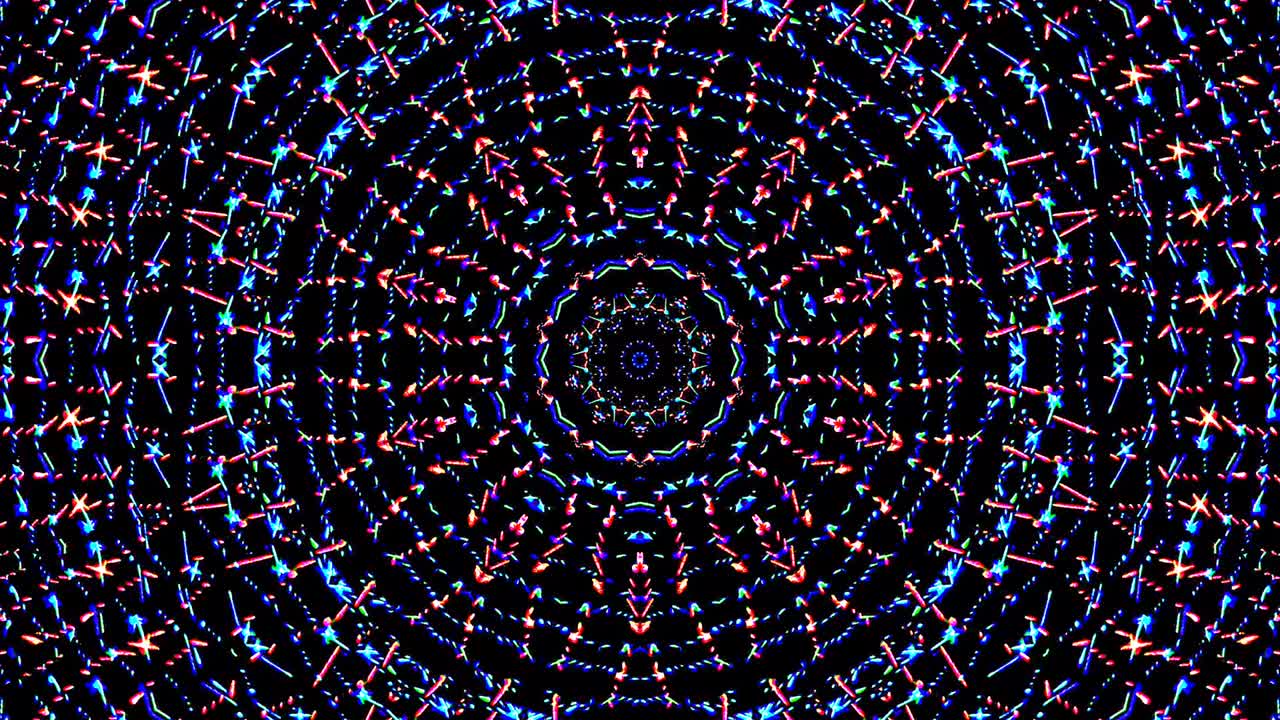 hermoso caleidoscopio abstracto que brilla, una luz radiante que regula los movimientos sutiles
