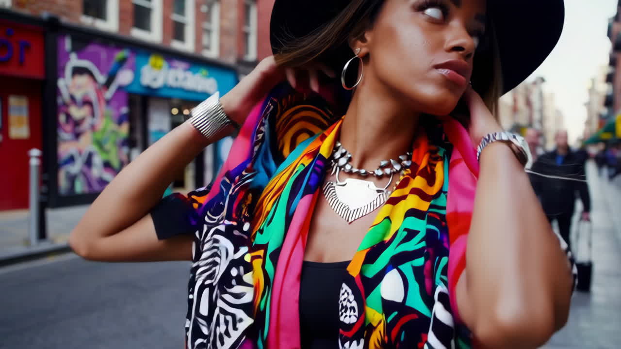 mujer elegante en la calle de la ciudad