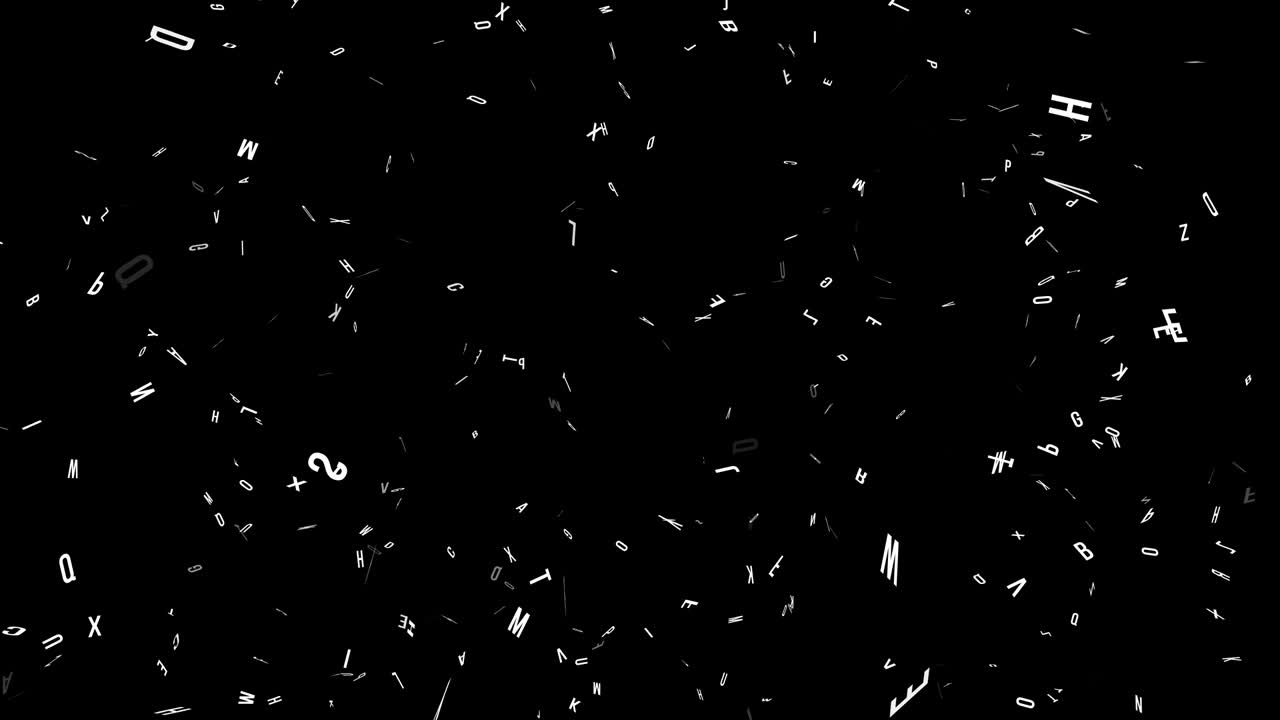 las letras vuelan y se mueven en un bucle.