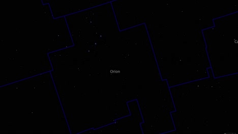 Orion-constellation-stars-with-borderline-highlighting-it,-slowly-rotating