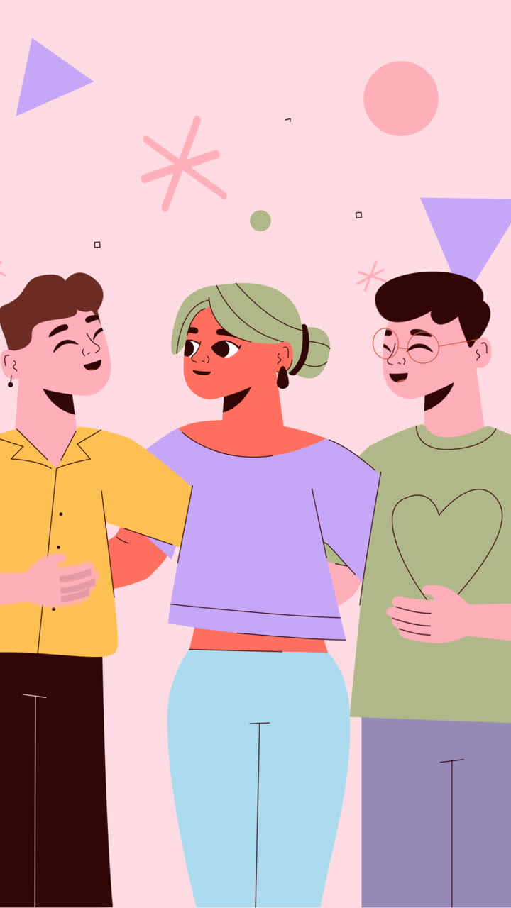 En animation af en flad venskabsdag-baggrund med omfavnende venner