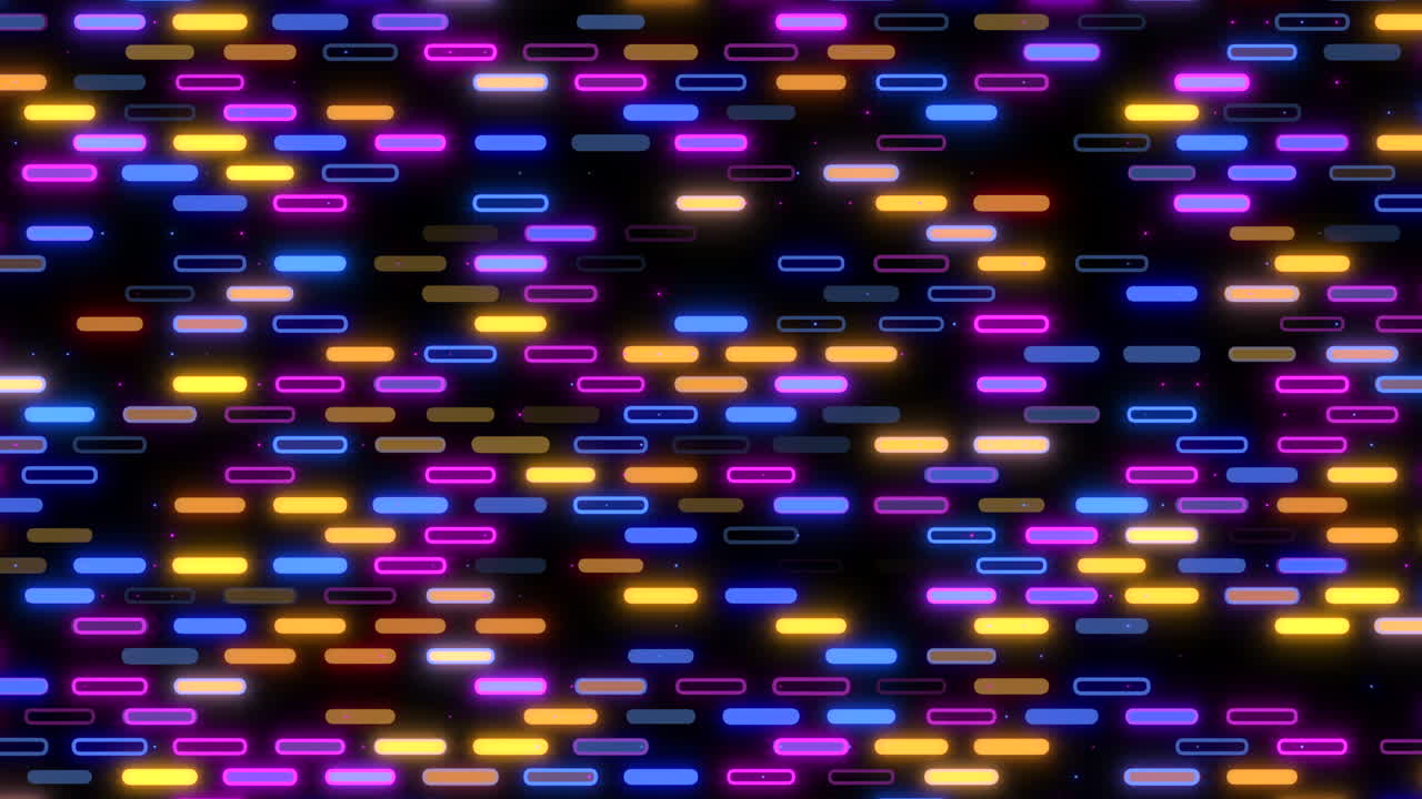 Colorful grid of lit up squares on black background