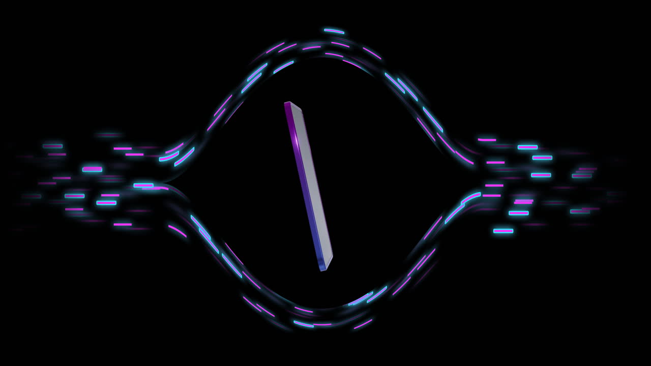 Animation of smartphone over light trails on black background