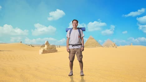 man exploring the egyptian desert