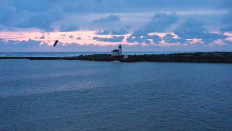 Coquille-River-Lighthouse,-aerial-footage