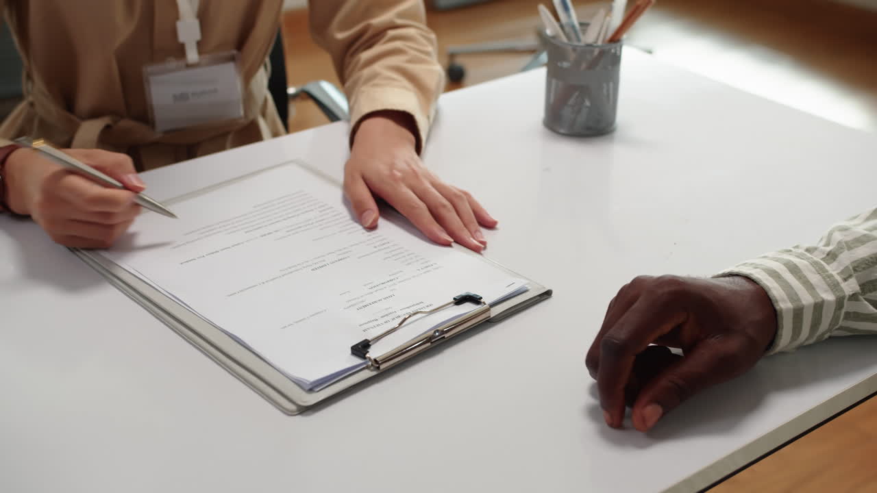 Manager and Client Signing Service Contract at bank Office