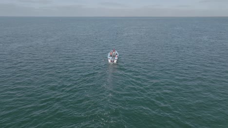 explorers on whale watching excursion in mexico baja california sur pacific ocean, aerial