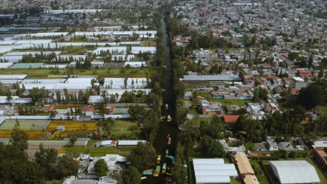 aerial view of chinampas in the valley of mexico at xochimilco