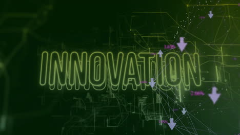 animation of digital data and arrows on green technological background