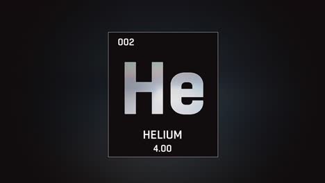 helium as element 2 of the periodic table 3d animation on grey background