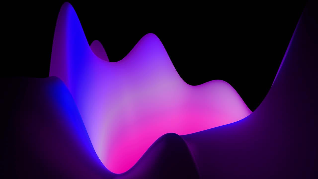 4k abstract looped fantastic background, liquid gradient of paint with internal glow forms hills or peaks that change smoothly in the cycle. Beautiful red blue color transitions. 2