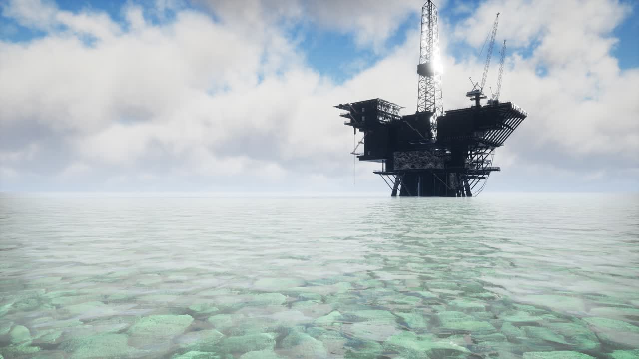 Large Pacific Ocean offshore oil rig drilling platform