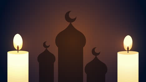 mosque silhouette with candles