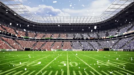 animación de confeti cayendo sobre el estadio deportivo