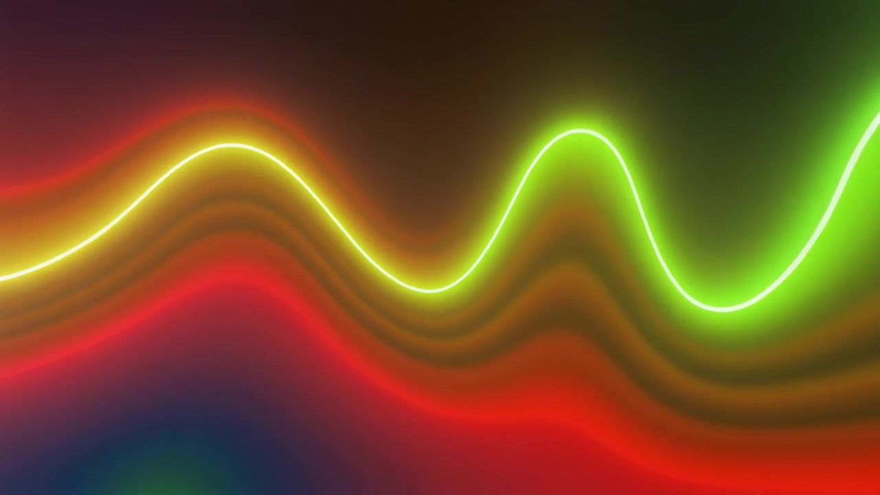 Abstract Neon Wave Motion Background with Vibrant Red and Green Colors
