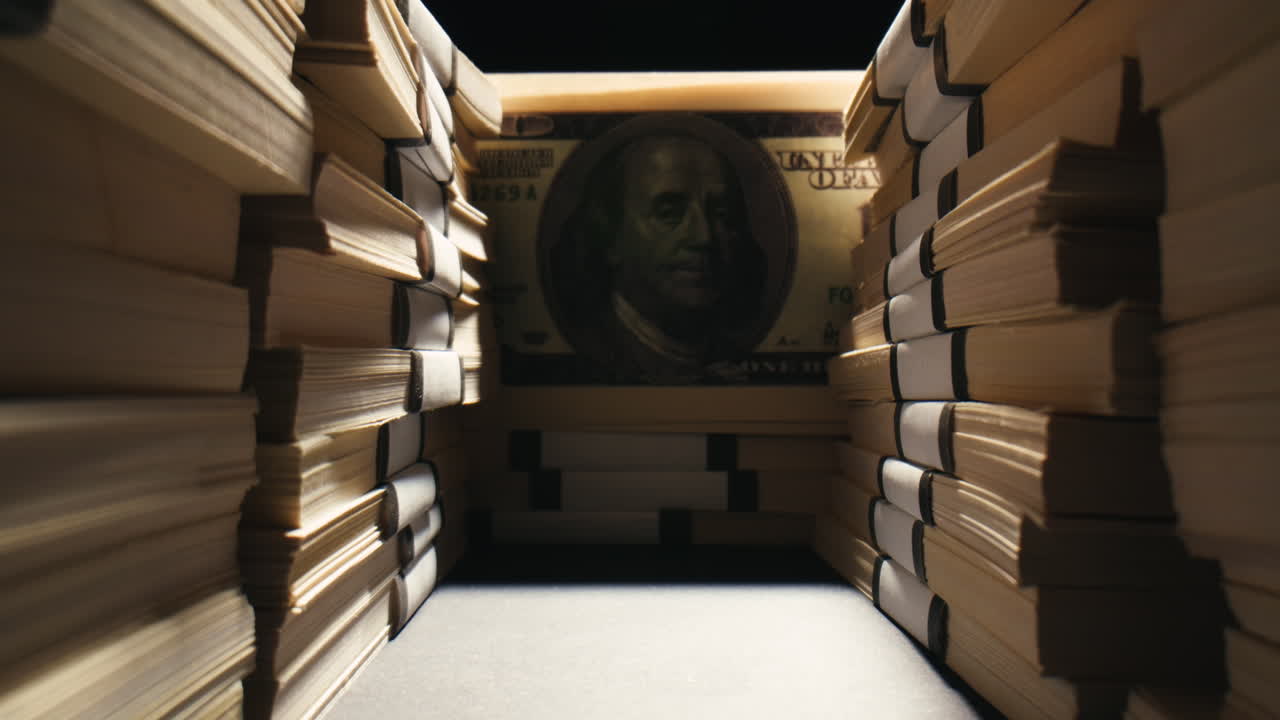 Specialised police officer Counting dollar banknotes in crime lab, conceptual image. High quality 4k footage