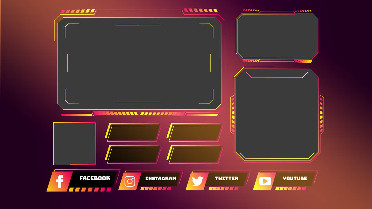 Gaming Overlay Template with Social Media Icons
