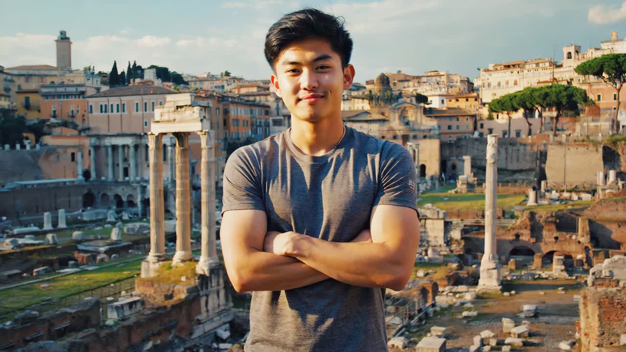 Man in front of ancient ruins in Rome