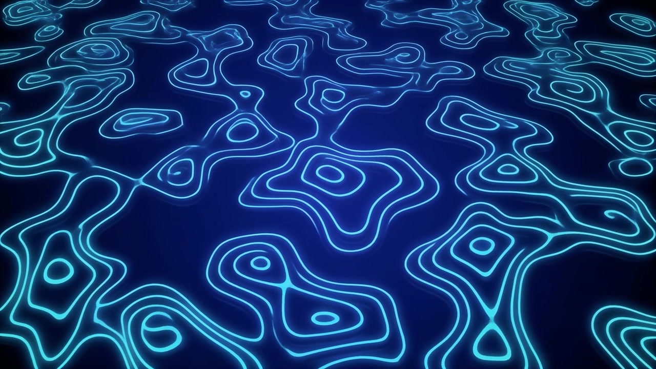 Abstract Blue Glowing Lines Forming Dynamic Topographic Pattern