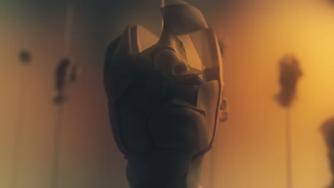 crushed android heads on spikes on the yellow background