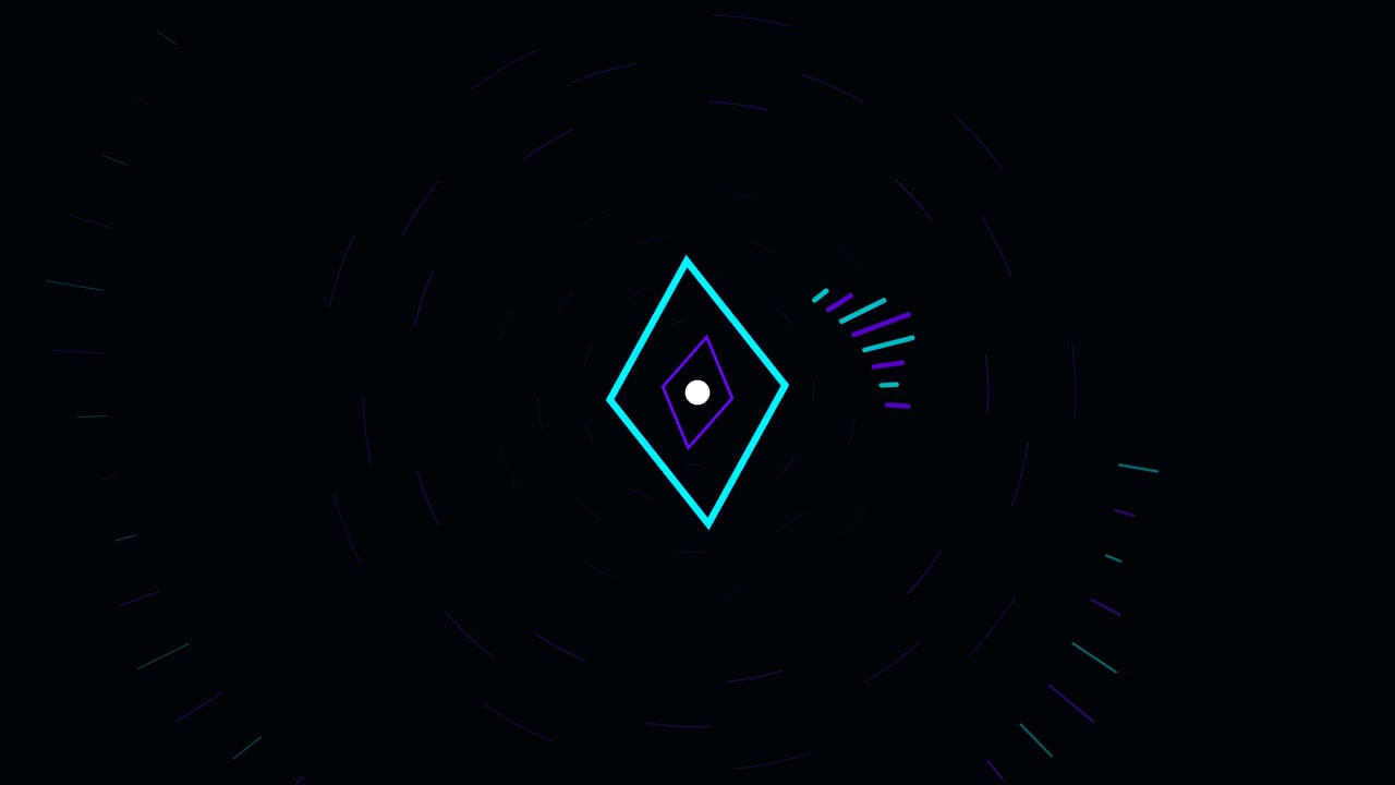 Abstract Digital Audio Visualizer with Rotating Geometric Shapes