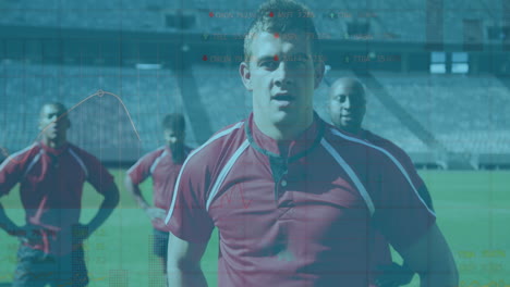 animación de estadísticas sobre jugadores de rugby