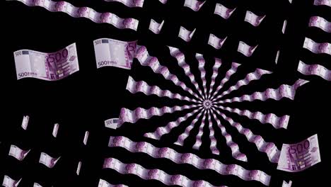 los billetes de euro intercalados en el fondo artístico.