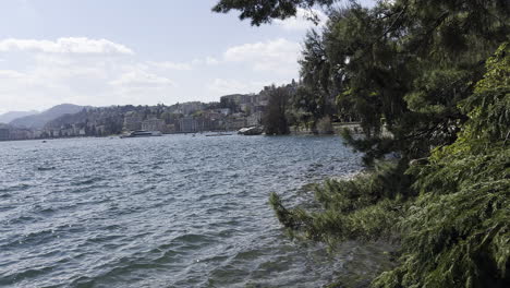 Lake-landscape-with-vegetation-and-urban-architecture