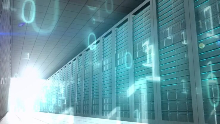 Digital Data Flow in Modern Server Room