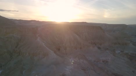 Drone-shot-of-mountains-and-desert-landscape-in-the-Negev-Desert