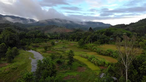 Fast-moving-wide-Aerial-dolly-in-at-Quang-Nam-Province,-Vietnam