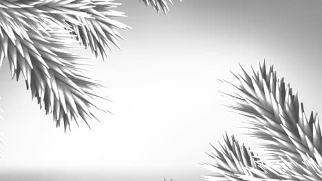 white christmas tree branches with copy space on grey background