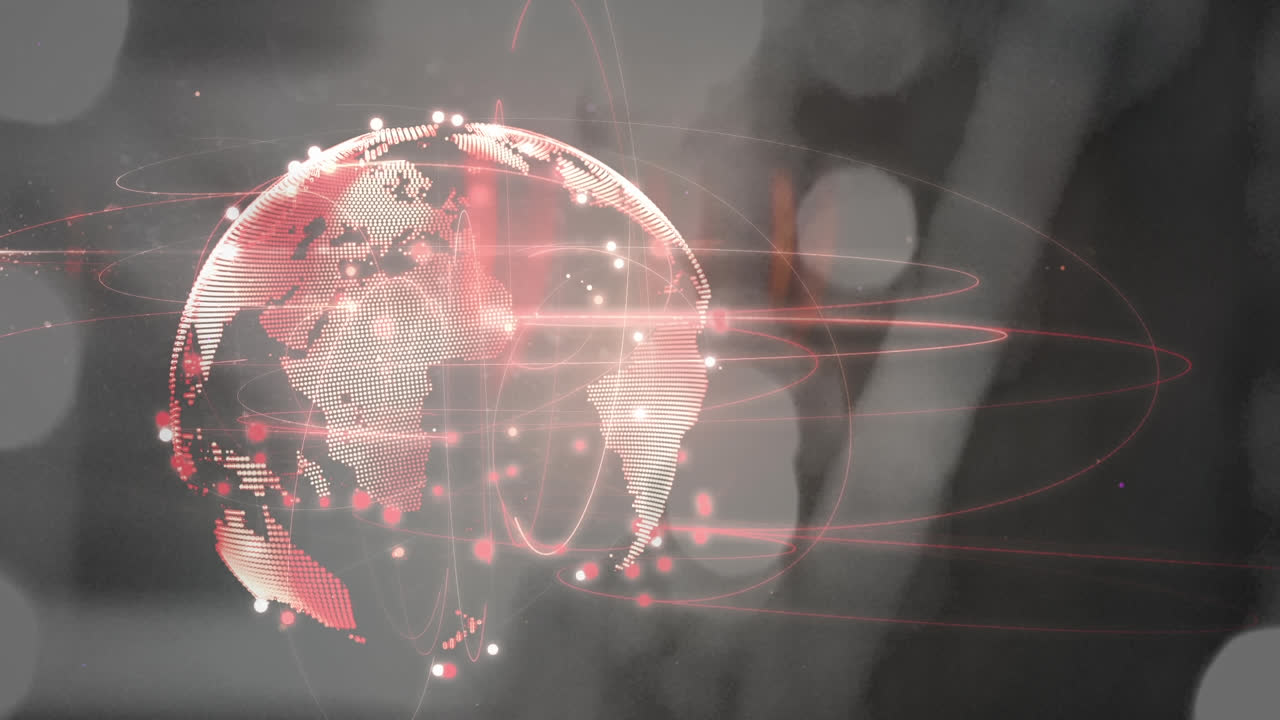 animación del globo con una red de conexiones a través del almacén