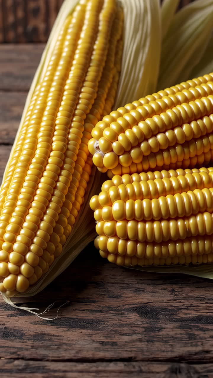 maíz fresco en una mesa de madera