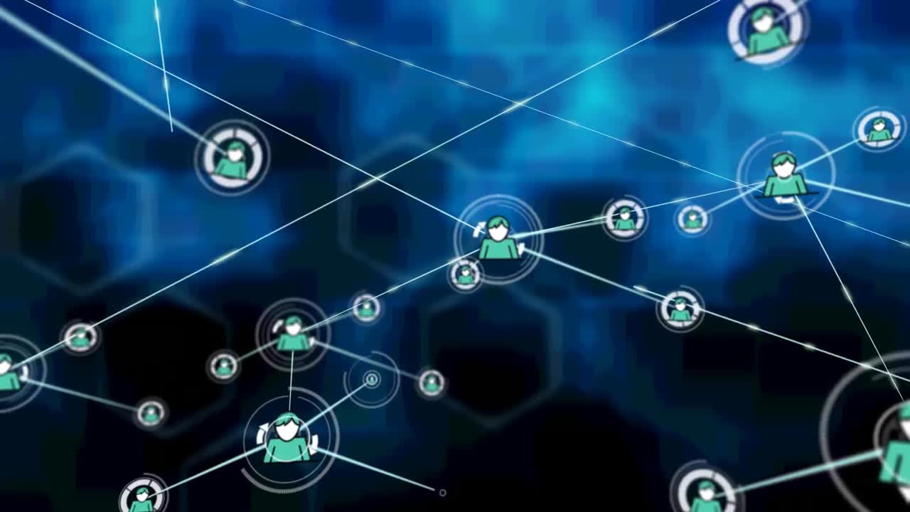 animación de la red de conexiones sobre fondo azul