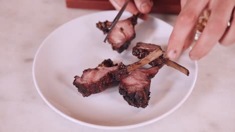 preparing grilled lamb ribs