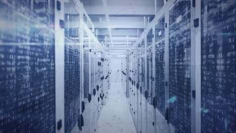 animation of shapes and light spots over server room