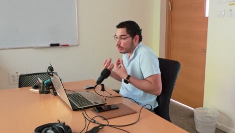 man giving a presentation via video conference