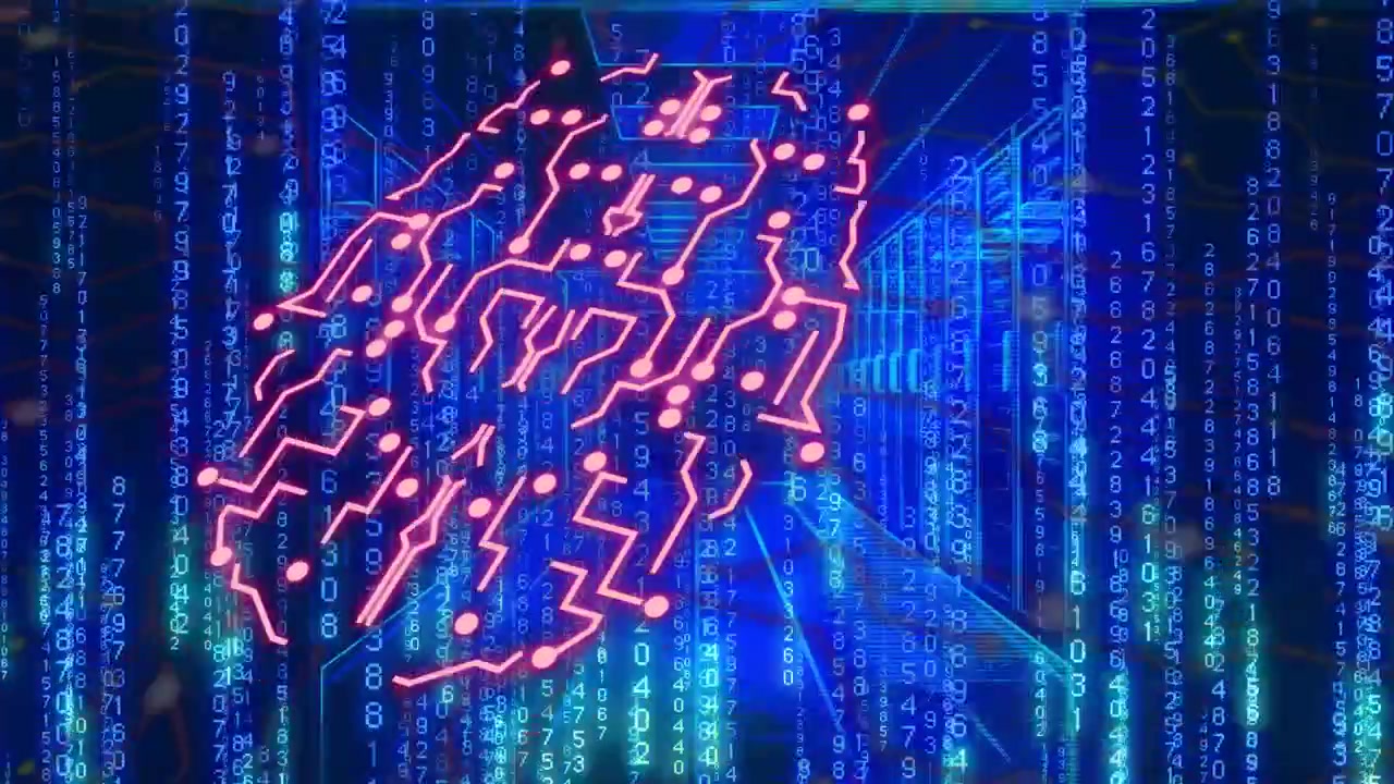 Glowing pink nodes drifting to portal forming mesh pulsing dispersing showing flow in neon corridor