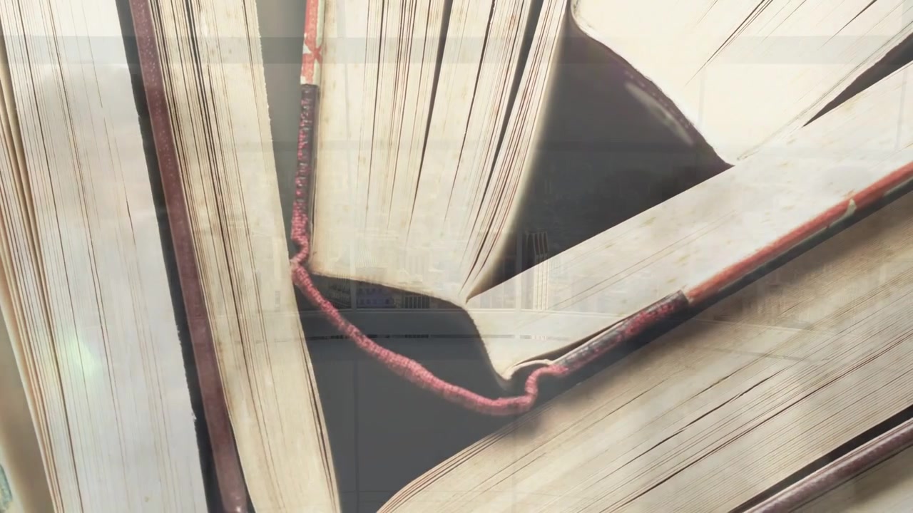 Camera panning, stack shifting revealing fanned pages, red bookmark sliding into gutter, publishing