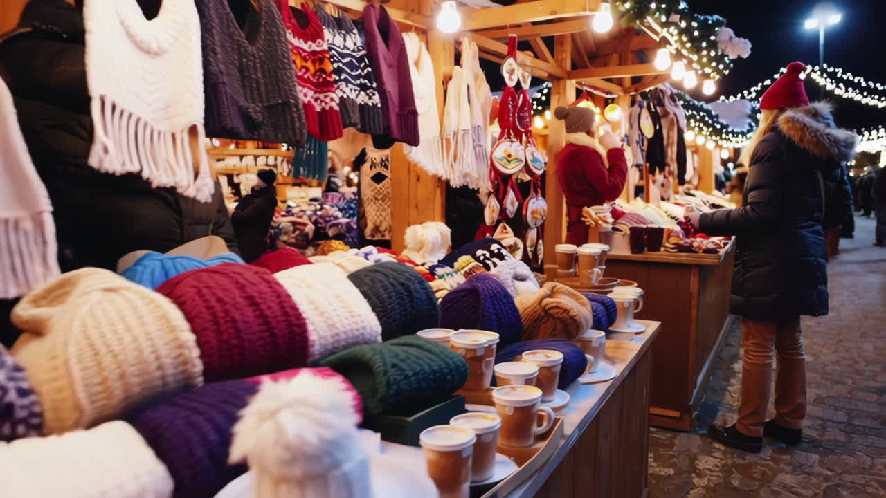 Cozy Christmas Market Scene at Night