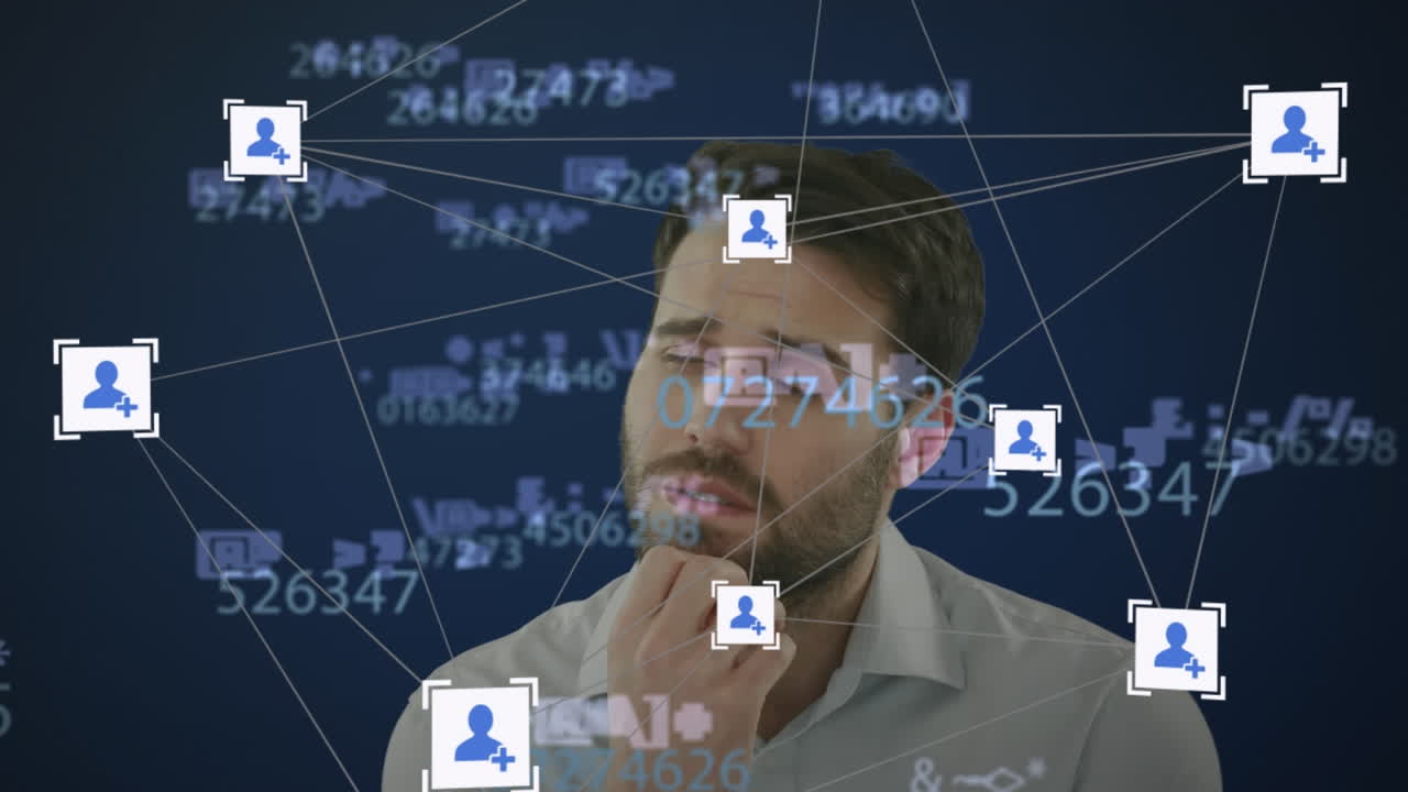 composición de la red de iconos digitales sobre el texto del empresario