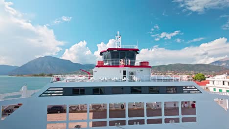 empty rio-antirrio passenger car ferry docked at port greek terminal