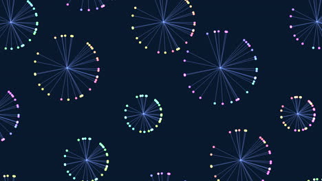 Random colorful circles pattern with lines and dots
