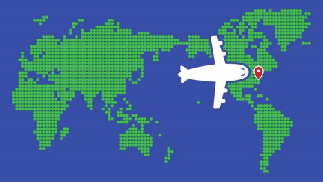 this is an animated video (loopable) of an image of international travel by plane.