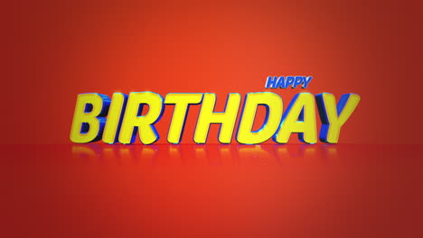 vibrantes deseos de feliz cumpleaños letras amarillas y azules sobre fondo naranja